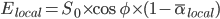 E_{local} = S_0 \times \cos \phi \times (1 - \overline{\alpha}_{local}) 