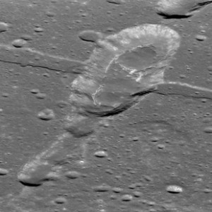 With few craters, Sosigenes IMP (irregular mare patch), sized 3 km by 7 km by 1 km deep, could have formed only 18 million years ago! Image credit: NASA/GSFC/Arizona State University