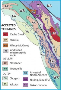 Terranes of western North America. Image credit: virtualmuseum.ca, modified from Geological Survey of Canada